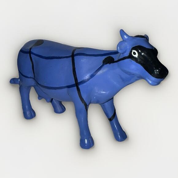 K's Collection Blue & Black Hand Painted Decorative Cow Collectible Figurine - Picture 1 of 7